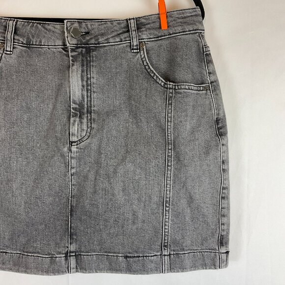 Ted Baker Denim Skirt 4 Gray US 10 Straight Pockets - Picture 3 of 9